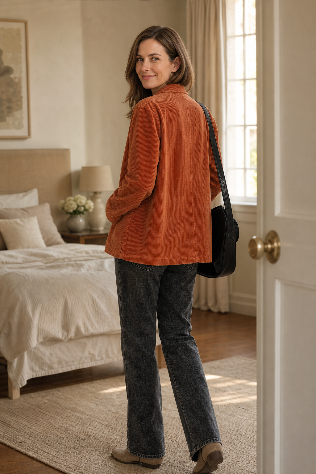 Women's structured ribbed texture blazer with notched collar, long sleeves and patch pockets