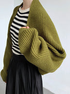 Women's ribbed knit open front bolero cardigan with long sleeves