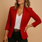 Women's fitted blazer with notched lapels and one button