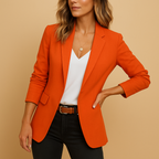 Women's fitted blazer with notched lapels and one button