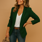 Women's fitted blazer with notched lapels and one button