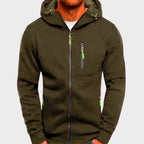 Men's hooded full zip hoodie with zipped chest and side pockets