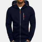 Men's hooded full zip hoodie with zipped chest and side pockets
