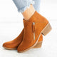 Women's ankle boots with side zippers and low stacked block heels