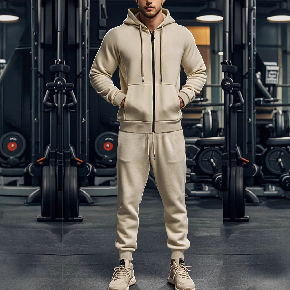 Men's Zip-Up Hooded Tracksuit Set