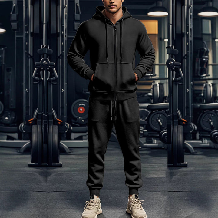 Men's Zip-Up Hooded Tracksuit Set