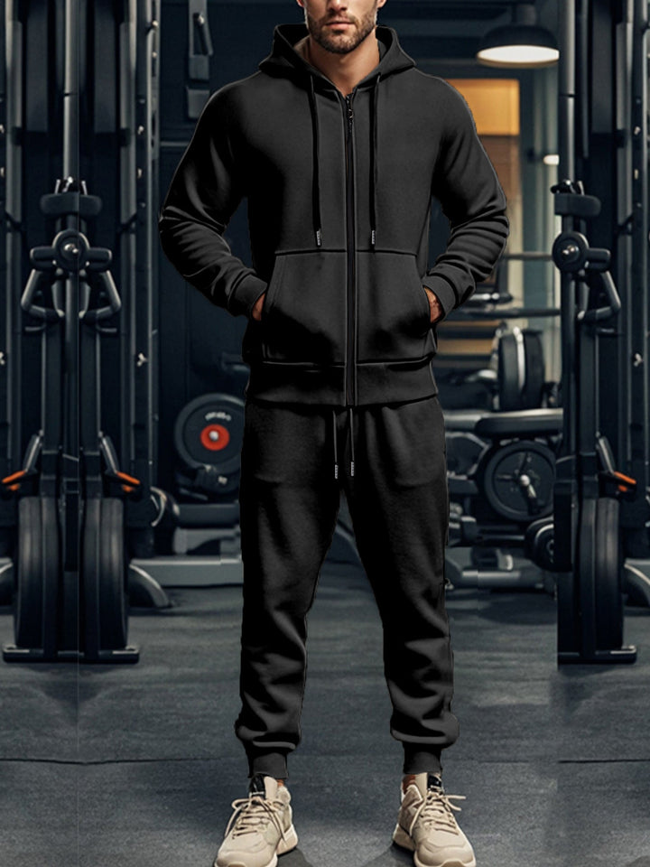 Men's Zip-Up Hooded Tracksuit Set