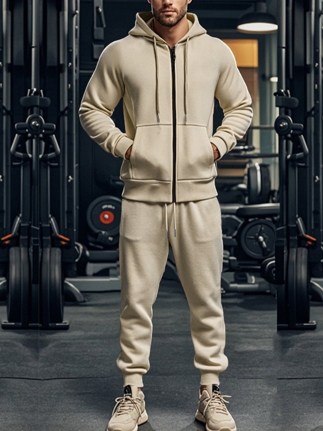 Men's Zip-Up Hooded Tracksuit Set