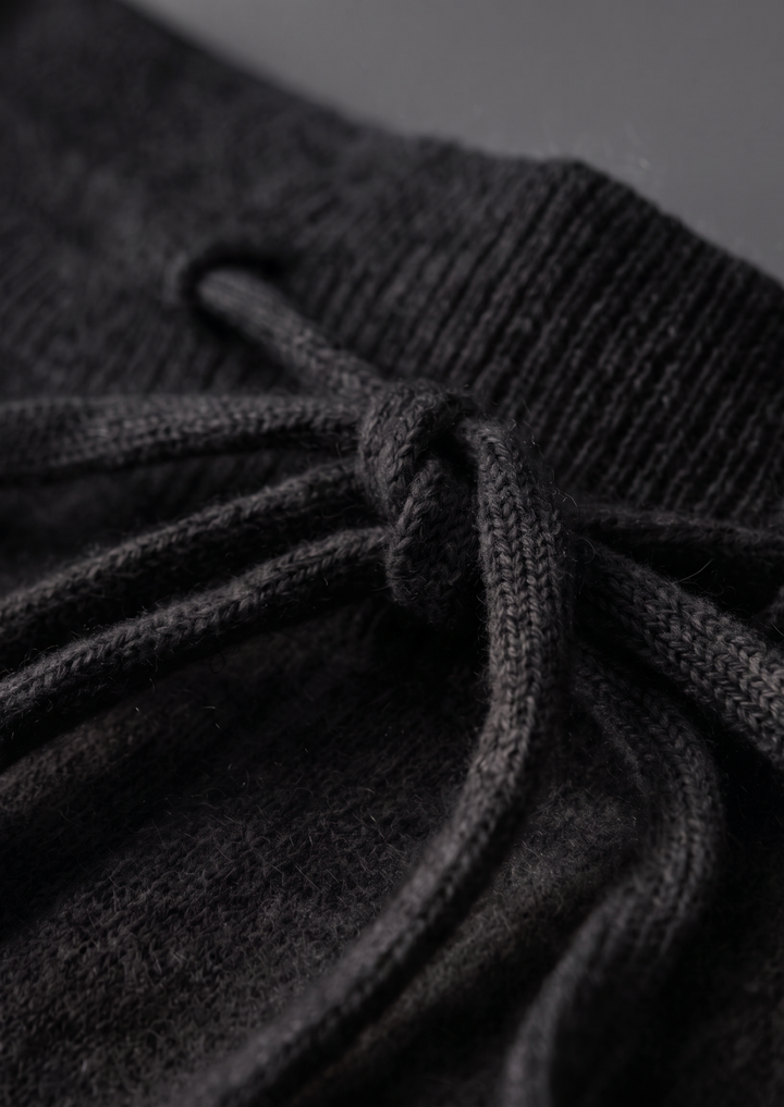 Men's fine knit tracksuit set with a zip jacket and drawstring trousers