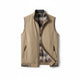 Men's sleeveless zip vest with stand collar, angled zipped pockets and checked lining