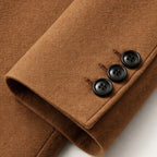 Men's double-breasted long coat with notched lapels