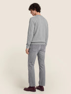 Men's grey crew neck jumper with long sleeves and ribbed trims