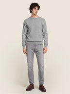 Men's grey crew neck jumper with long sleeves and ribbed trims