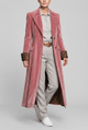 Women's Tailored Velvet Maxi Coat with Leopard Print Lining