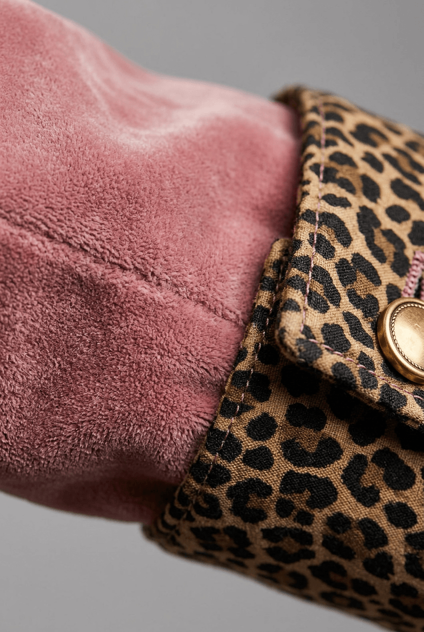 Women's Tailored Velvet Maxi Coat with Leopard Print Lining