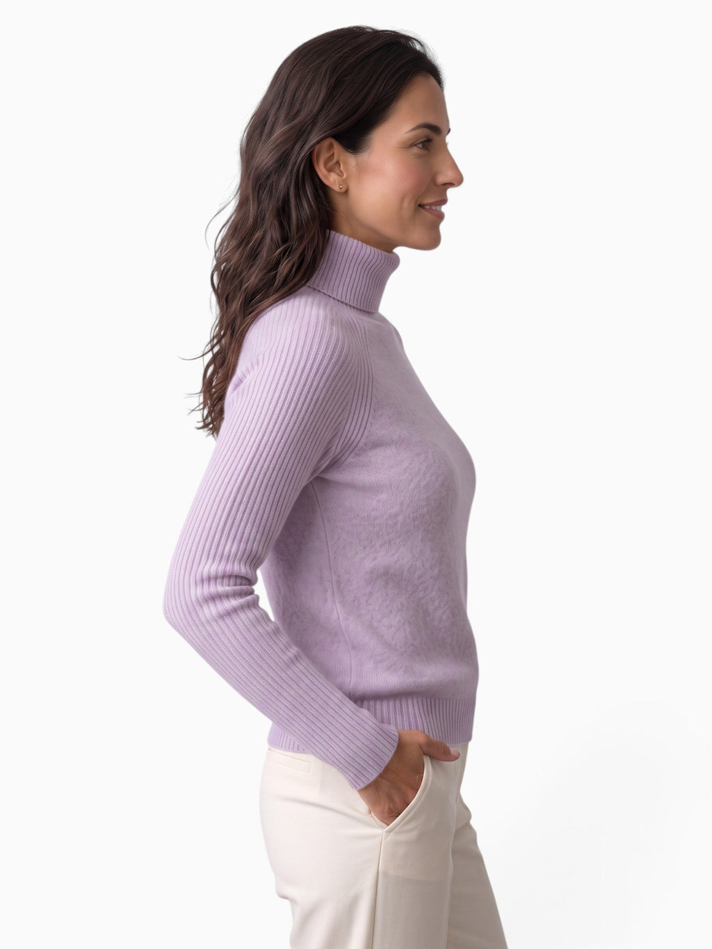 Women's ribbed turtleneck jumper with long sleeves