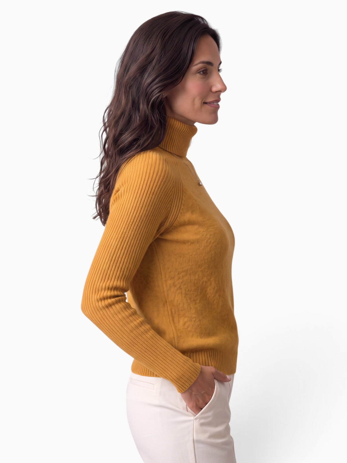 Women's ribbed turtleneck jumper with long sleeves