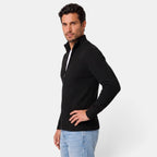 Men's ribbed knit cardigan with high collar and front zipper