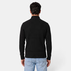 Men's ribbed knit cardigan with high collar and front zipper
