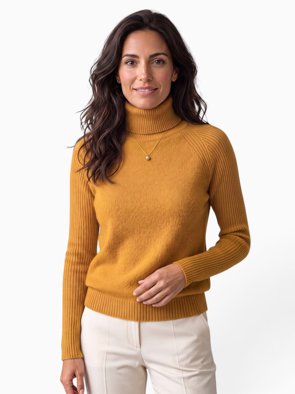 Women's ribbed turtleneck jumper with long sleeves