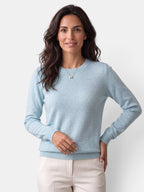 Women's long-sleeved textured crew neck jumper with ribbed trims