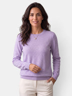 Women's long-sleeved textured crew neck jumper with ribbed trims