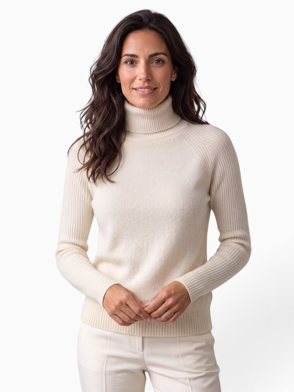 Women's ribbed turtleneck jumper with long sleeves