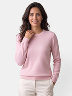 Women's long-sleeved textured crew neck jumper with ribbed trims