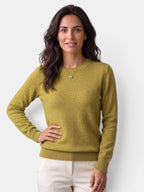 Women's long-sleeved textured crew neck jumper with ribbed trims