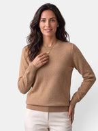 Women's long-sleeved textured crew neck jumper with ribbed trims