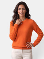Women's long-sleeved textured crew neck jumper with ribbed trims