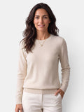 Women's long-sleeved textured crew neck jumper with ribbed trims