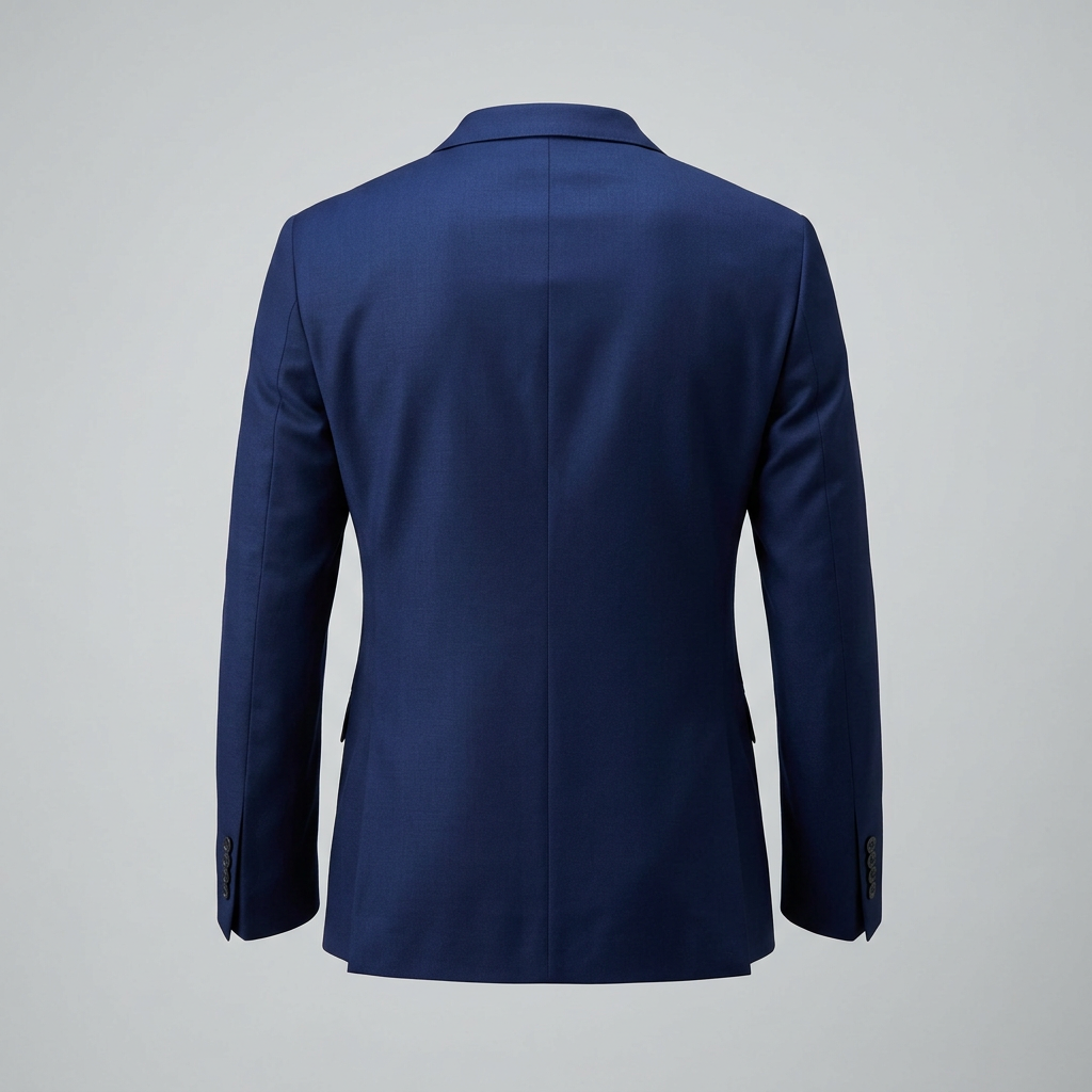 Men's three-piece suit with notch lapel jacket, buttoned waistcoat and matching trousers