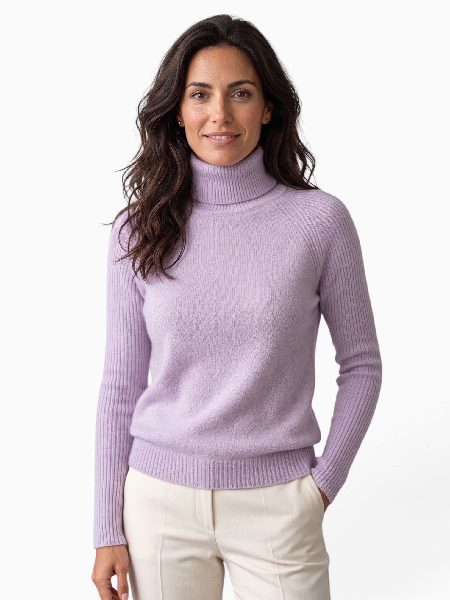 Women's ribbed turtleneck jumper with long sleeves