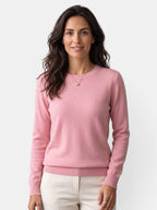 Women's long-sleeved textured crew neck jumper with ribbed trims