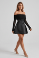 Women's Off Shoulder Lace Sleeve Mini Dress