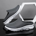 Unisex slip-on sneaker slides with textured upper and white segmented sole