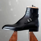 Men's ankle boots with square toe and buckle strap