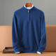 Men's half-zip mock neck jumper with long sleeves and ribbed trims