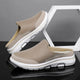 Unisex slip-on sneaker slides with textured upper and white segmented sole