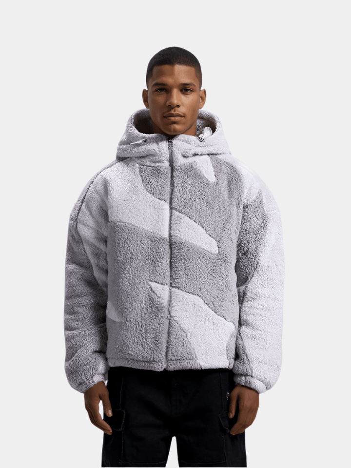 Men's Hooded Two-Tone Fleece Jacket