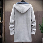 Men's hooded knit jacket with full zipper and lined hood