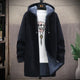 Men's hooded knit jacket with full zipper and lined hood