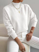 Women's plain mock neck sweater with long sleeves and ribbed trims