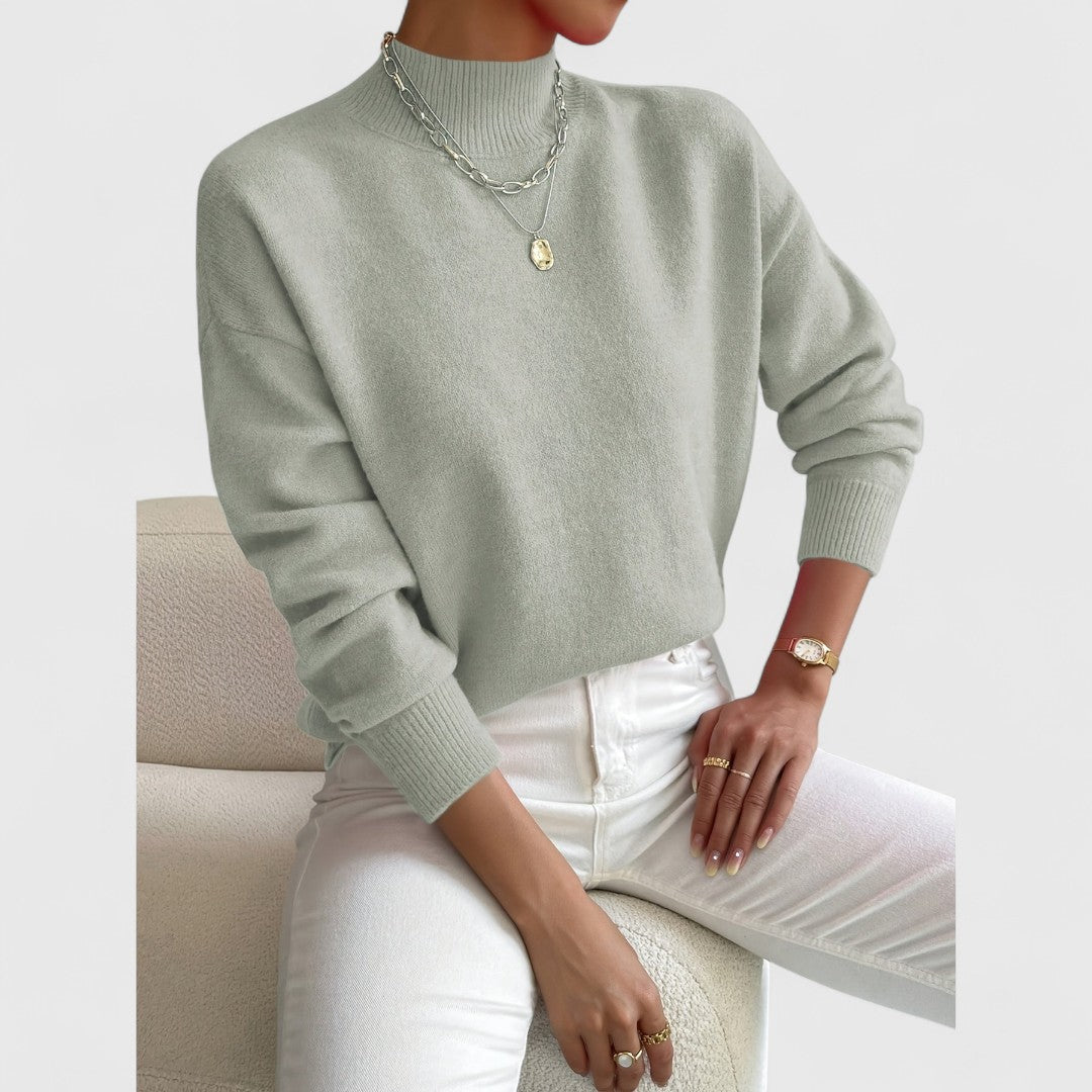 Women's sage green roll neck jumper