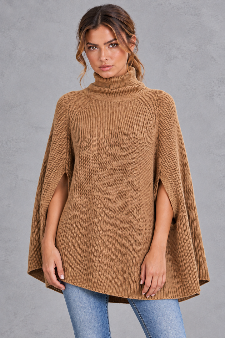Women's Oversized Roll Neck Cape Jumper