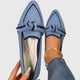 Women's pointed loafers with bow detail and flat sole
