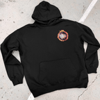 Black unisex hoodie with NBA JAM flame basketball back graphic