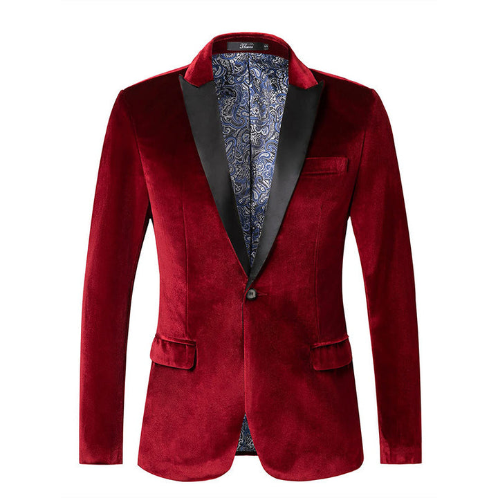 Men's Tailored Velvet Tuxedo Jacket with Satin Lapels