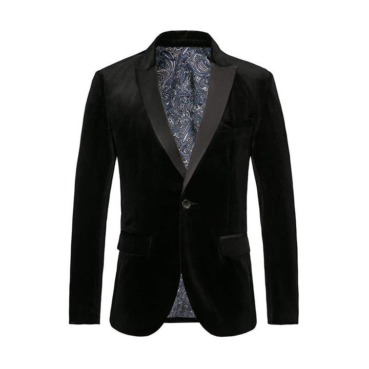 Men's Tailored Velvet Tuxedo Jacket with Satin Lapels